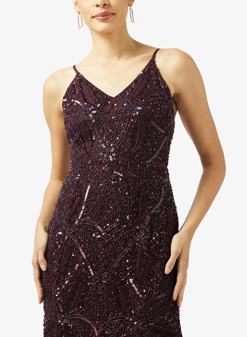 Beauut  V-Neck Embellished Maxi Dress for Women | Best Price UAE